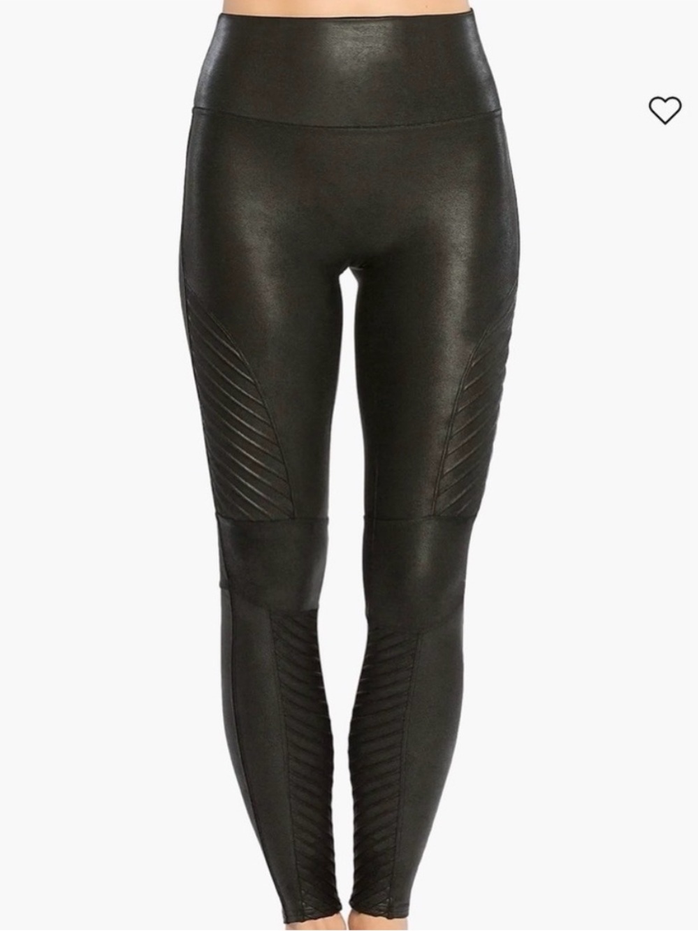 High-Waist Faux Leather Moto Leggings - Black Medium